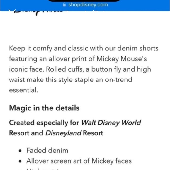 Disney Mickey Print High-Waisted Denim Shorts | US Size 3 - Picture 7 of 9